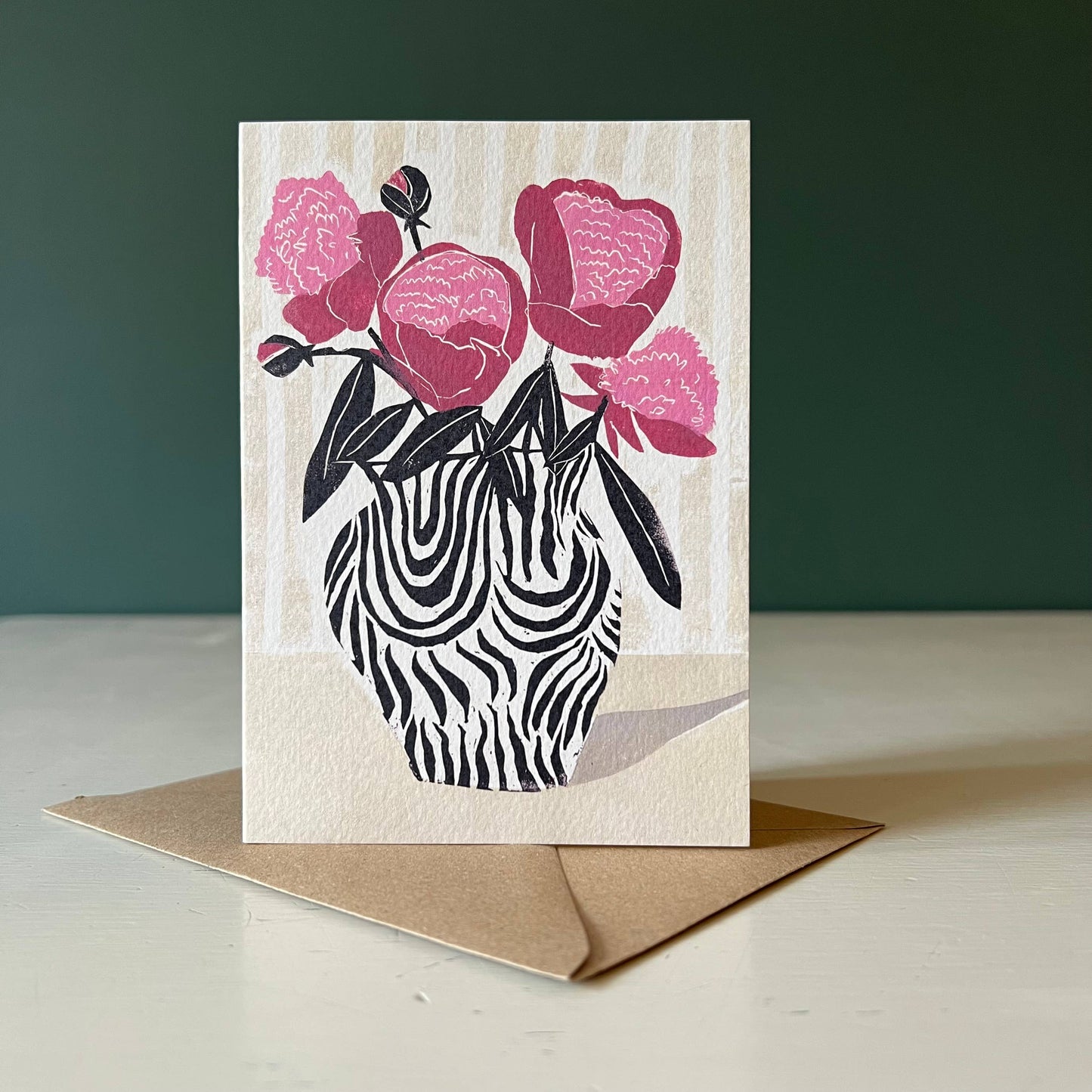 Pink Peonies Greeting Card