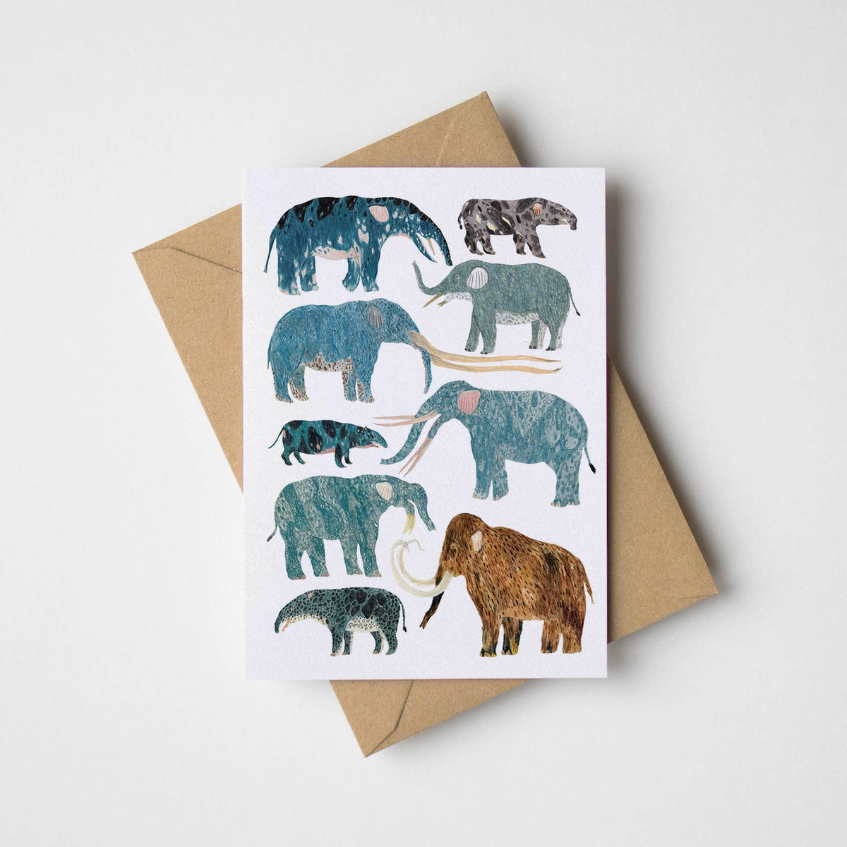 Prehistoric Elephants Greeting Card